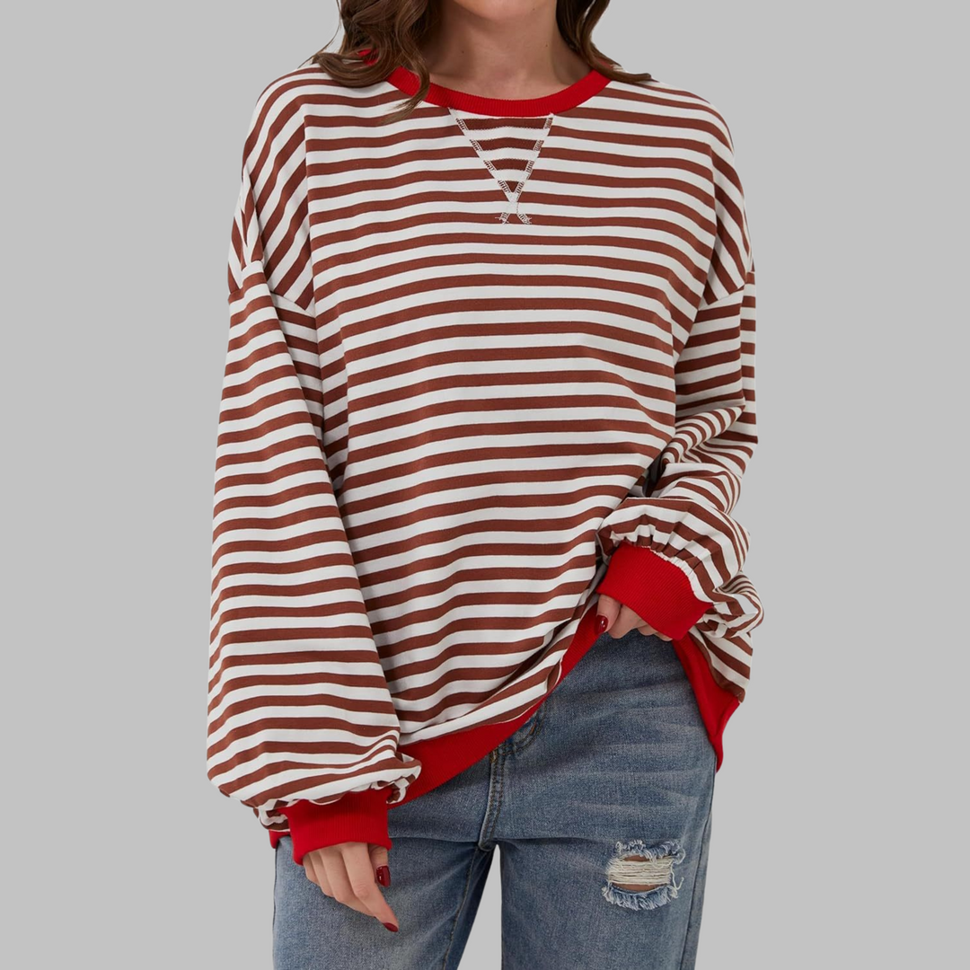 Jane | Gestreiftes Langarm-Sweatshirt mit Rundhalsausschnitt