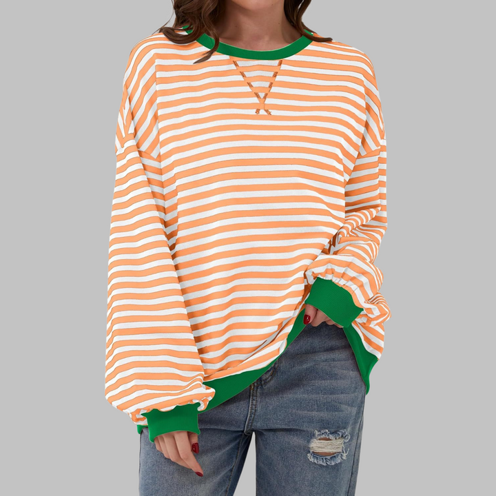 Jane | Gestreiftes Langarm-Sweatshirt mit Rundhalsausschnitt