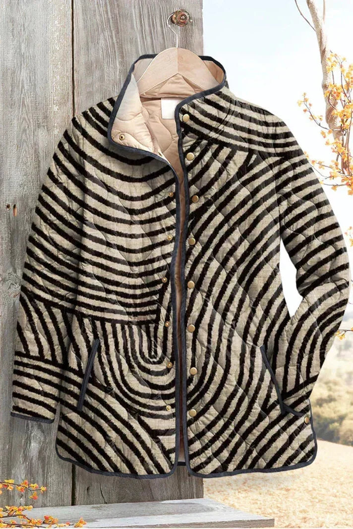 Quilted Jacket in Swirling Stripes