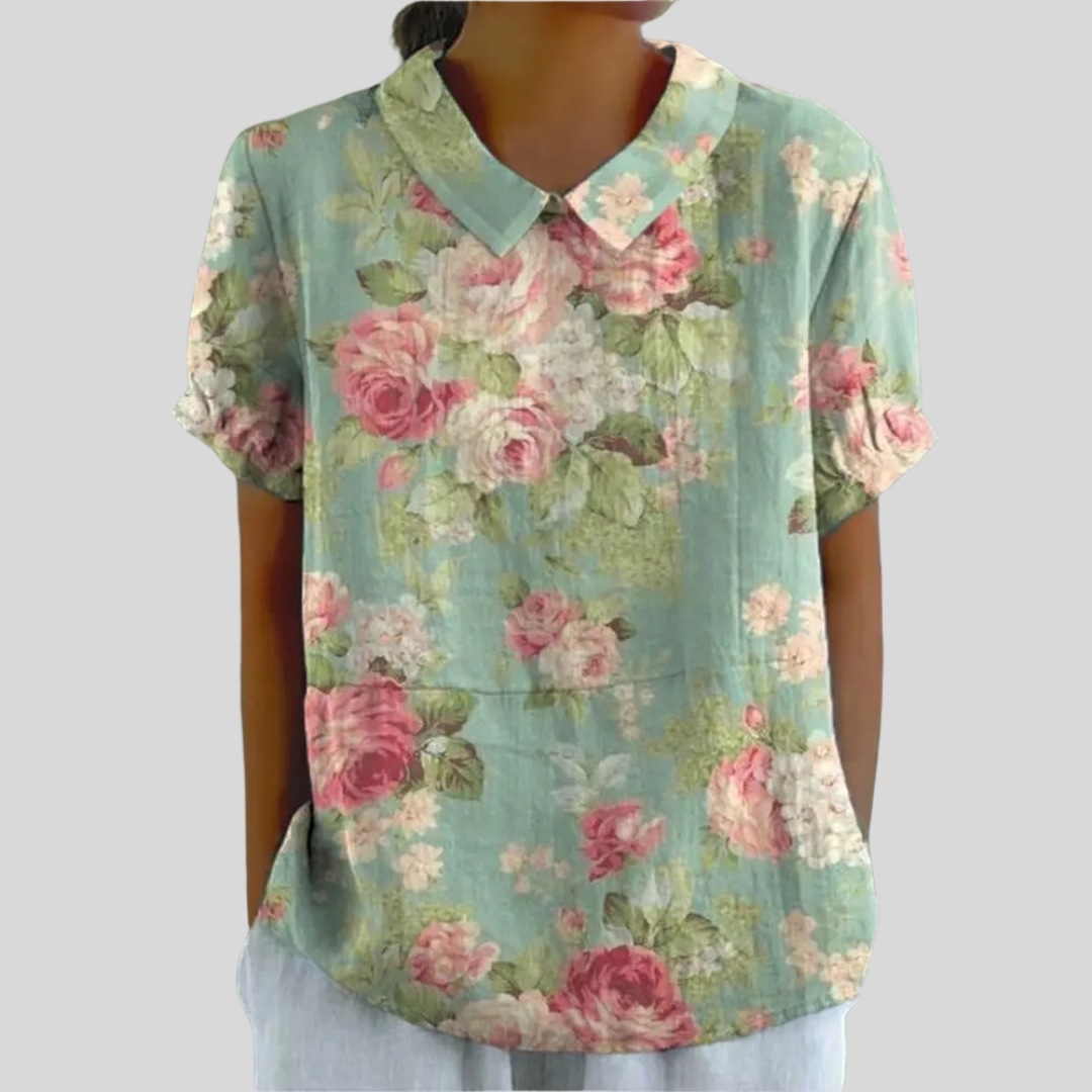 Floral Top - Green Roses