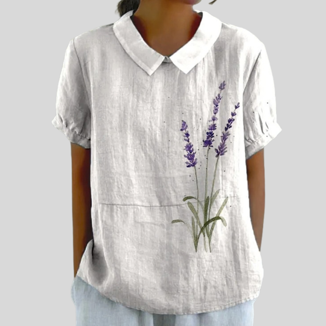 Floral Top - Lavender White