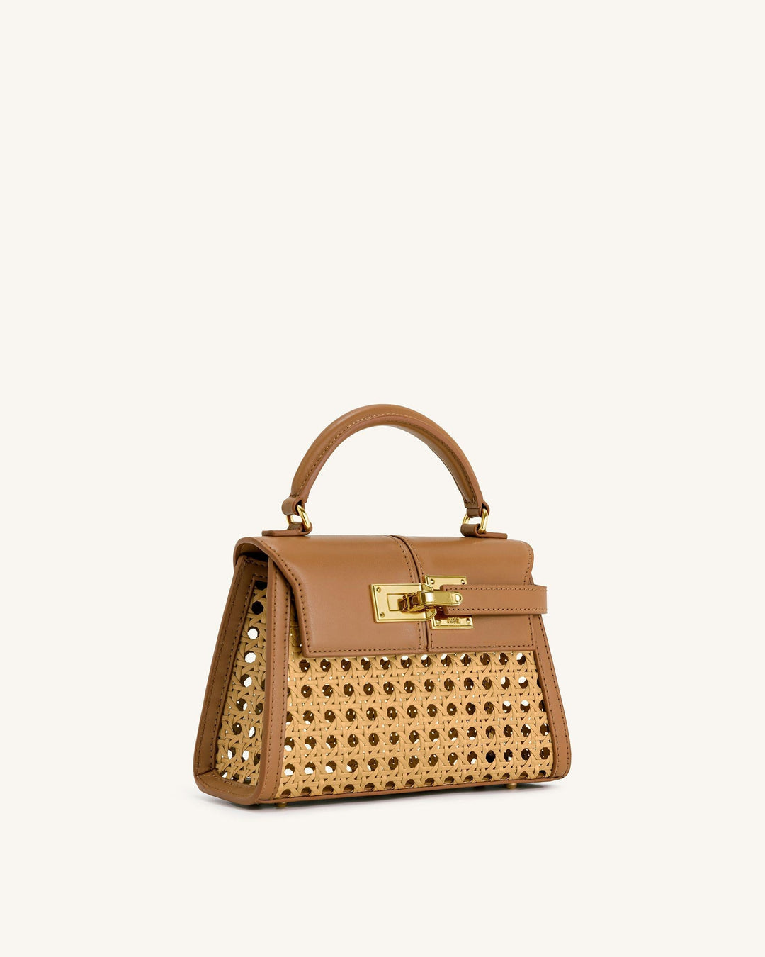 Woven Top Handle Bag - Brown
