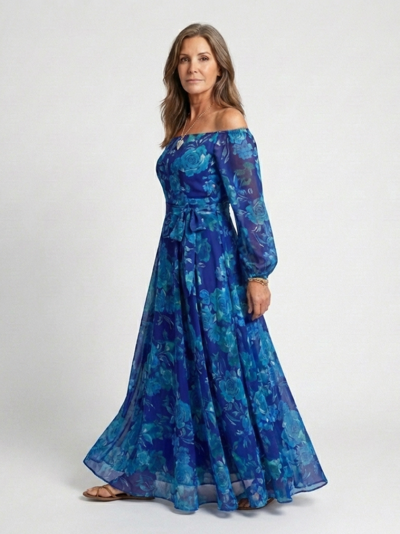 Off Shoulder Floral Maxi Dress