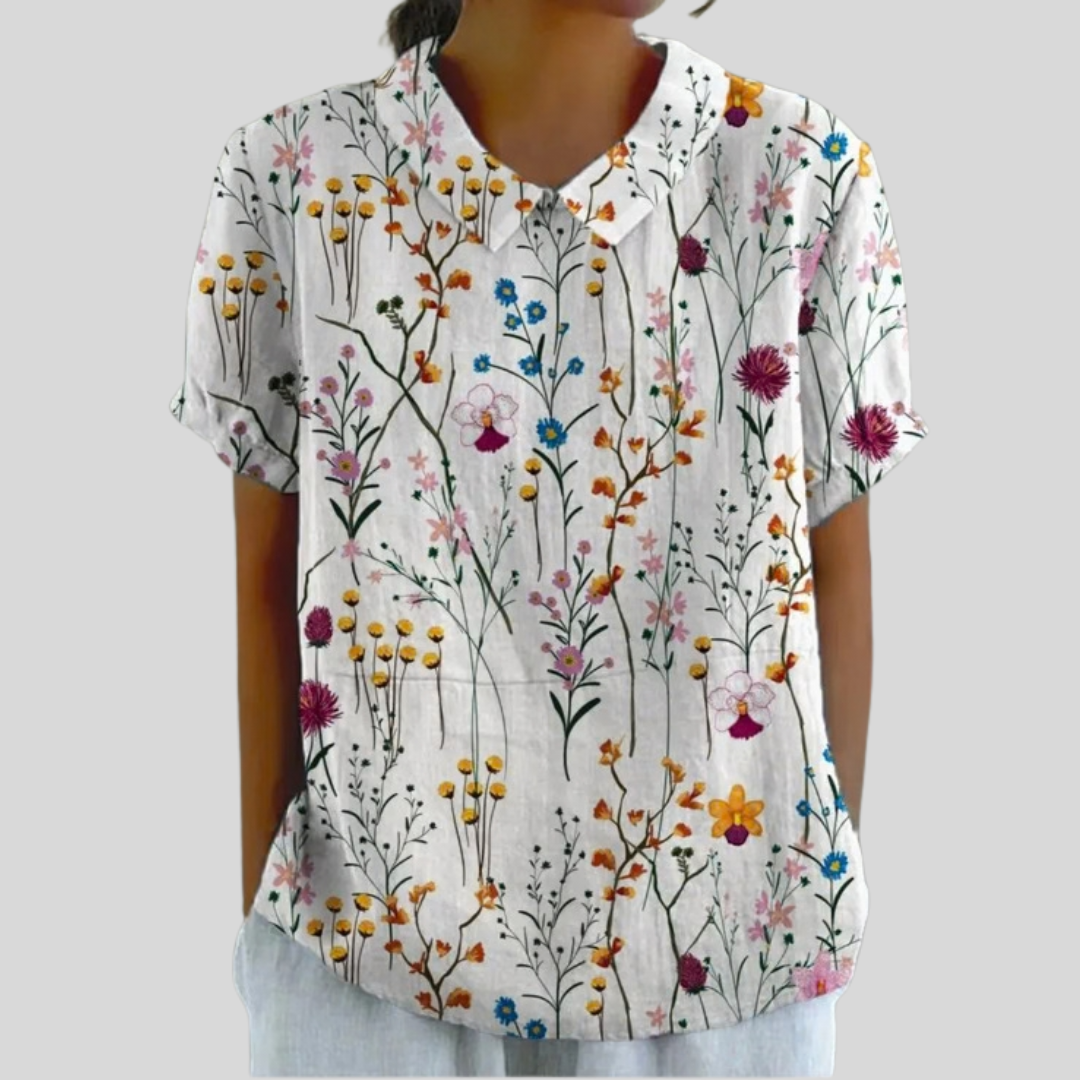Floral Top - Meadow Flowers White