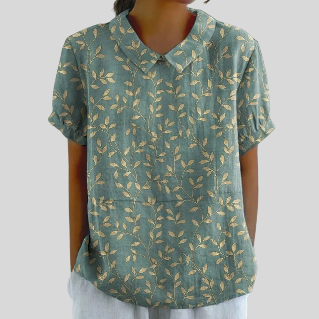 Floral Top - Leaf Vine Green
