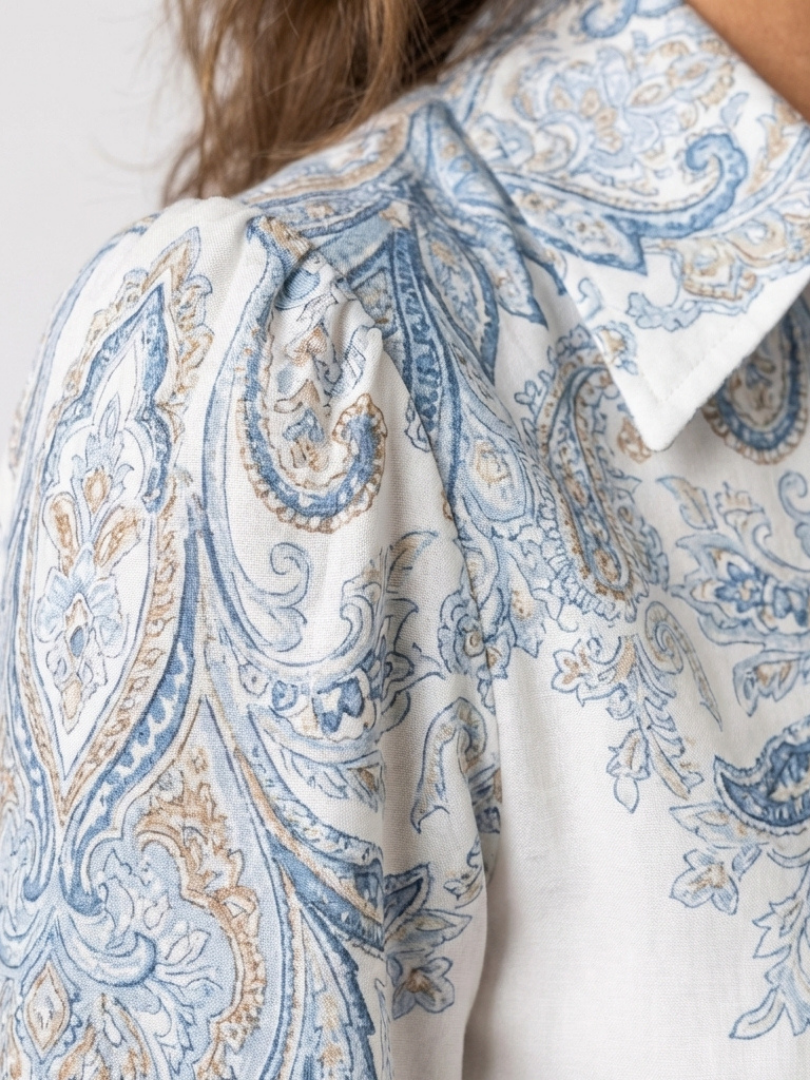 High Neck Printed Long Sleeve Maxi Dress