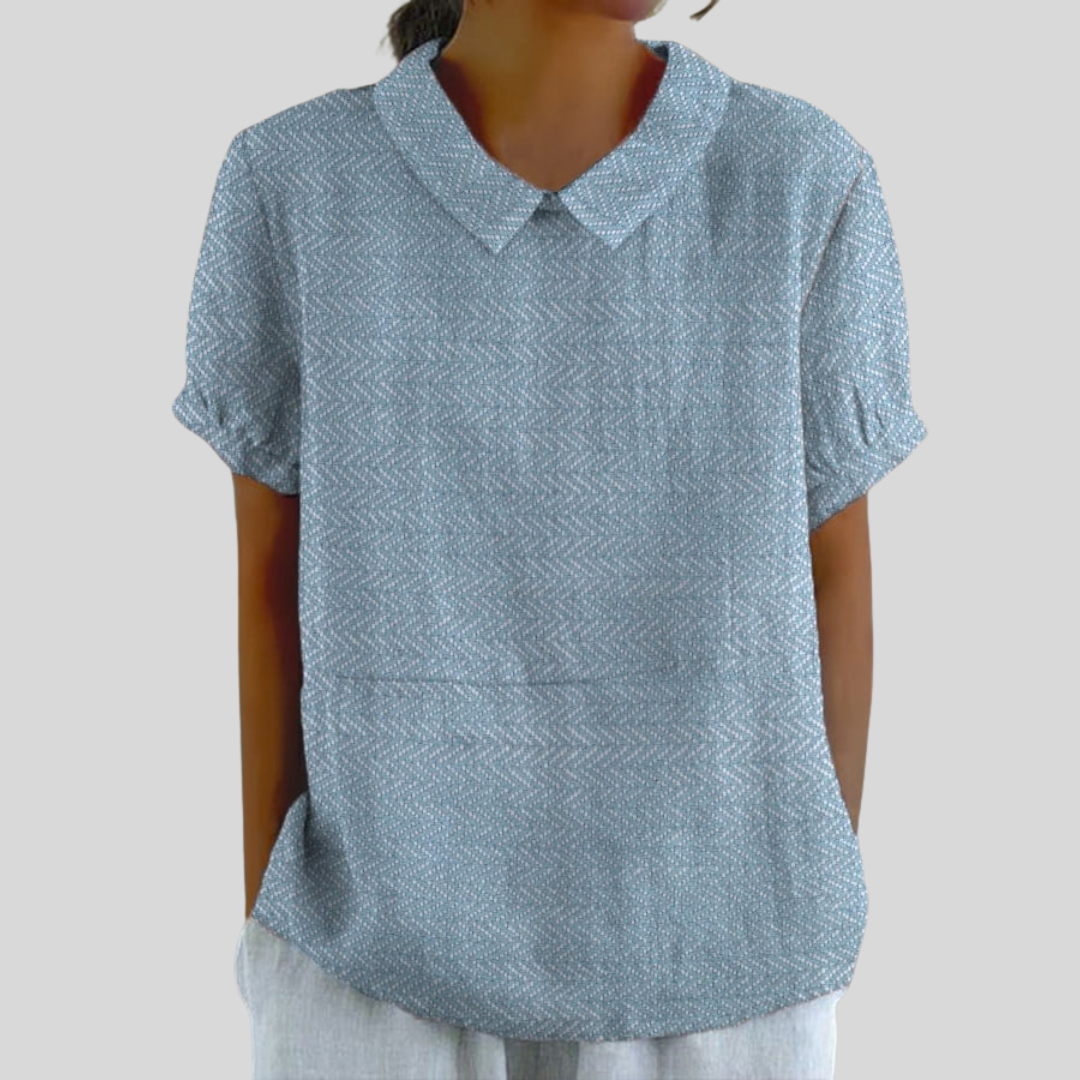Floral Top - Solid Light Blue