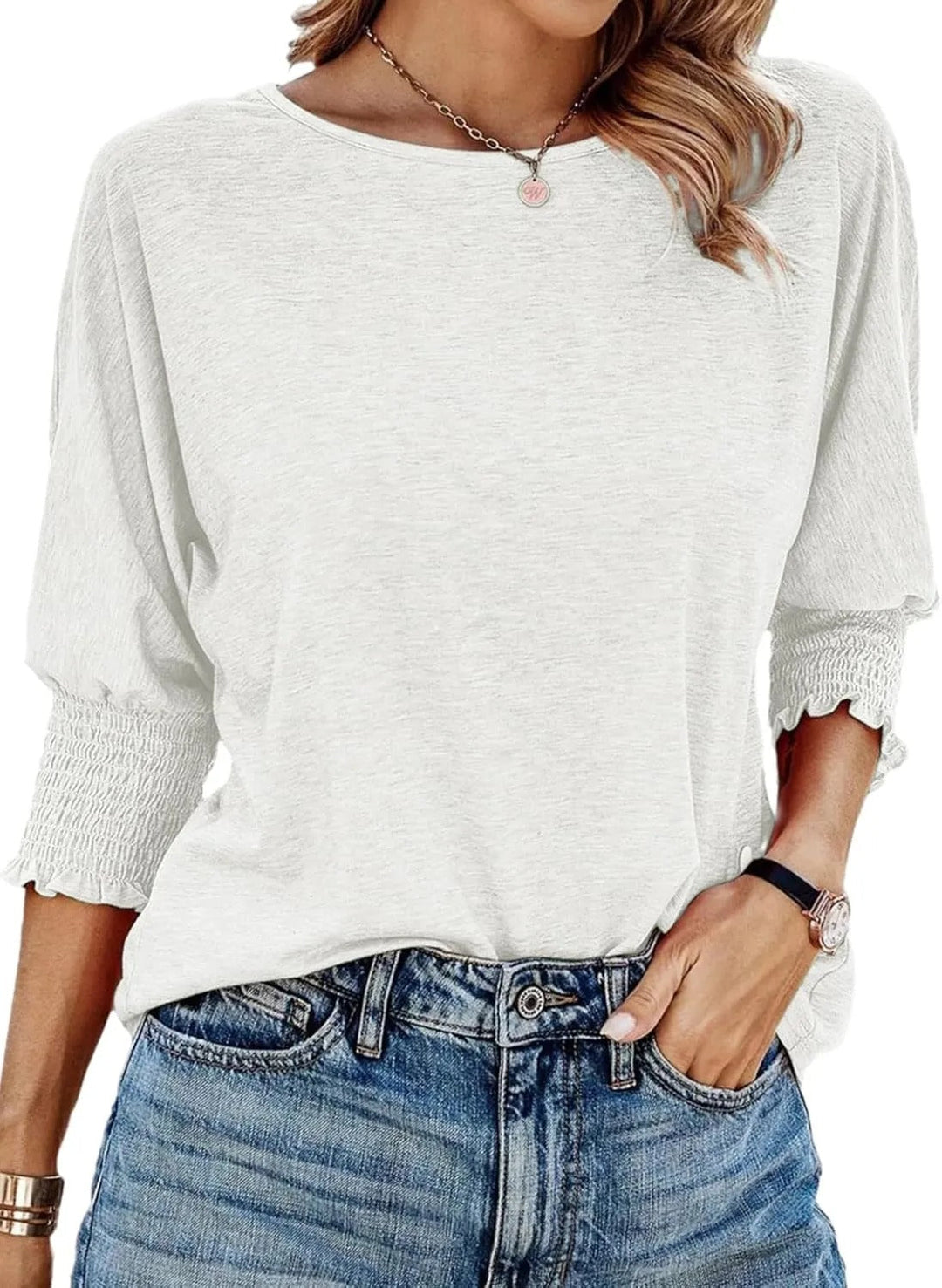 Jane | Einfache Rundhalsausschnitt Bluse