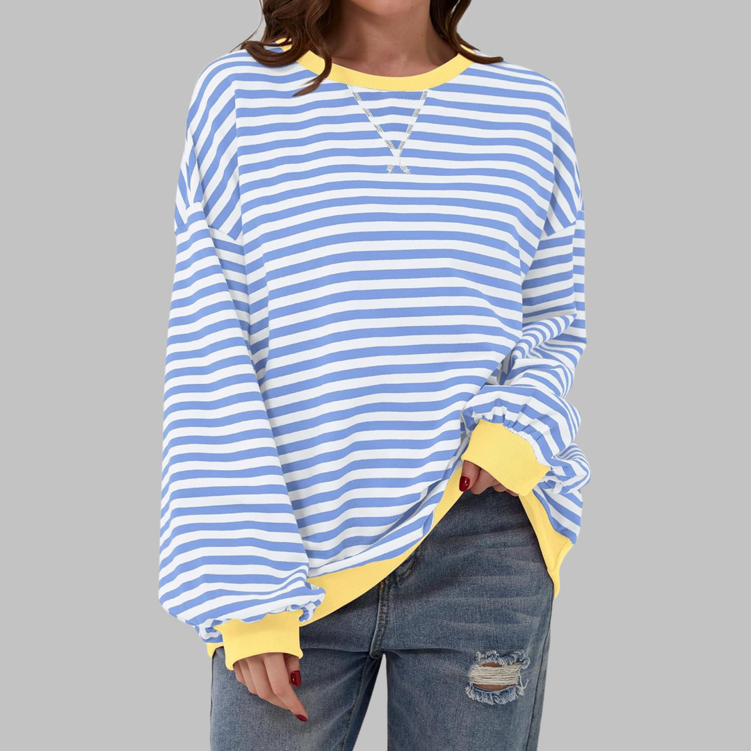 Jane | Gestreiftes Langarm-Sweatshirt mit Rundhalsausschnitt