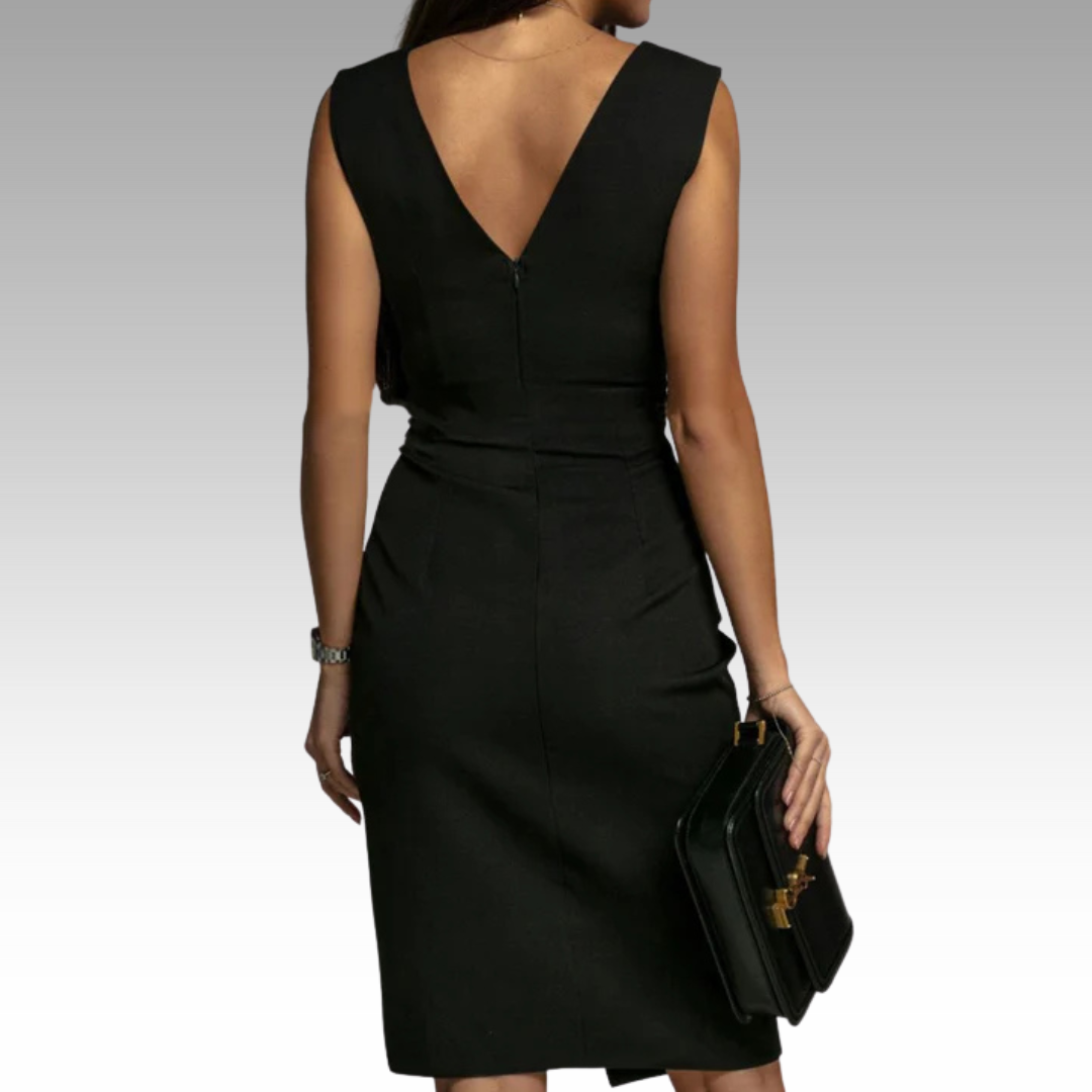 Jane | Elegant Fitted Dress with V-Neck and Slit