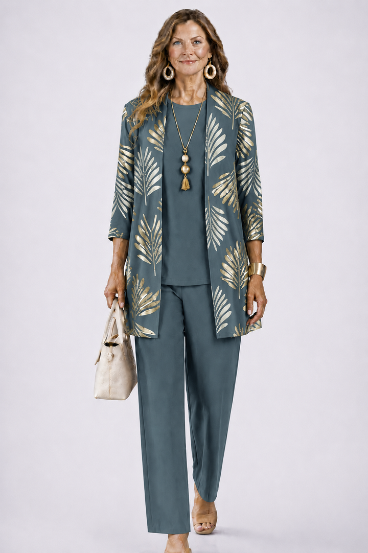 Matching Cardigan, Top and Trouser Set for Everyday Wear