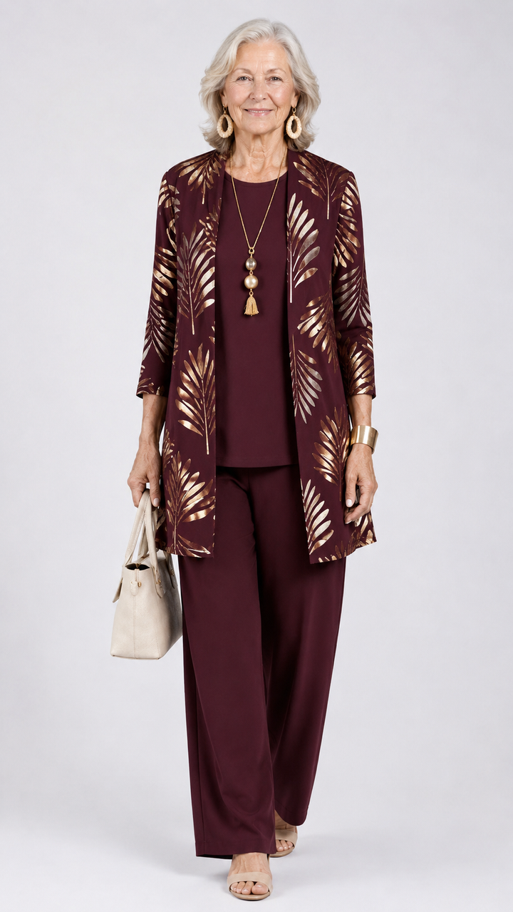 Matching Cardigan, Top and Trouser Set for Everyday Wear