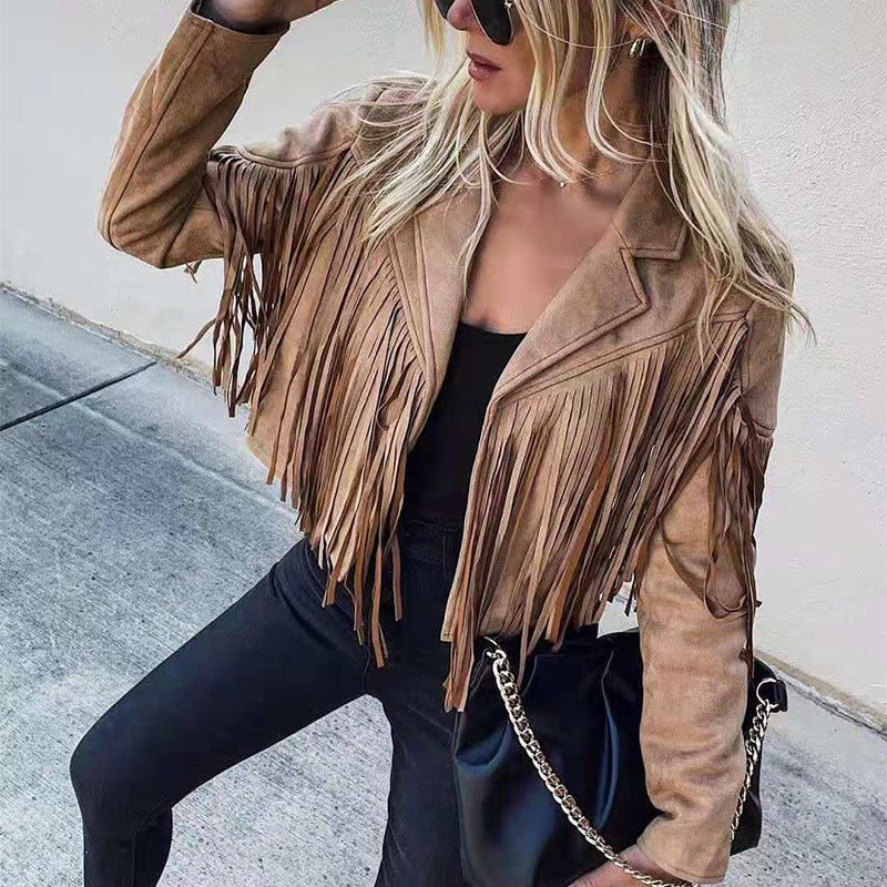 Jane | Cropped Fringed Suede Jacket