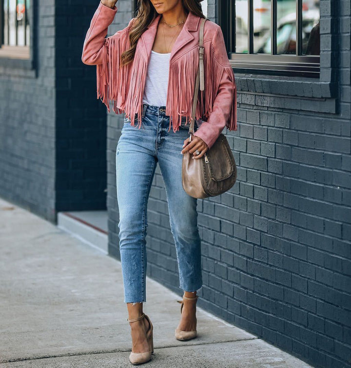 Jane | Cropped Fringed Suede Jacket