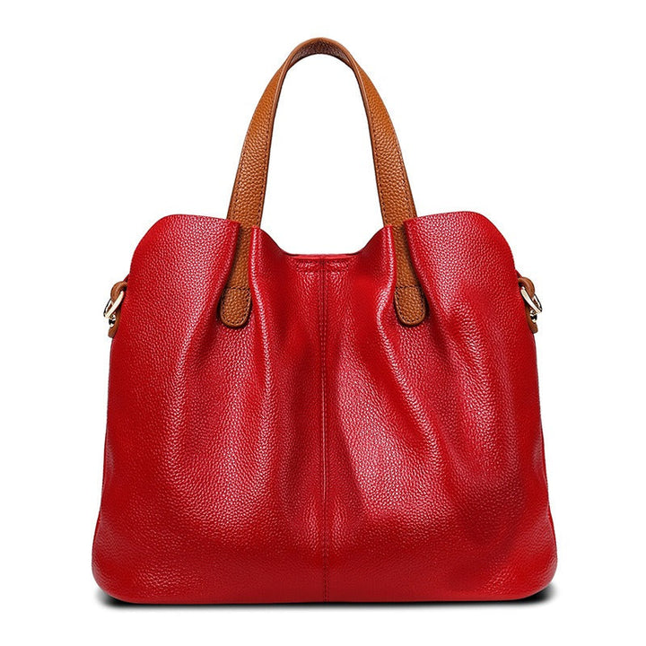 Genuine Leather Handbag with Litchi Grain