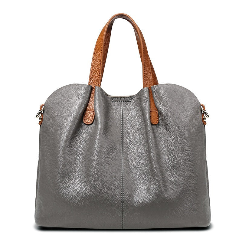 Genuine Leather Handbag with Litchi Grain