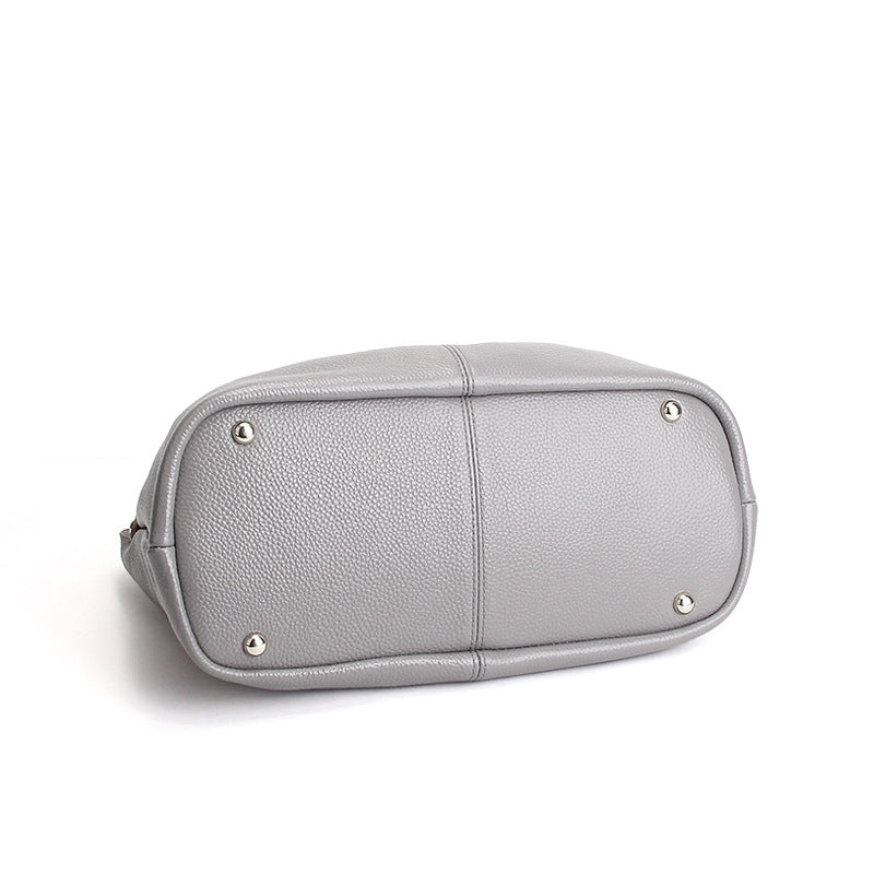 Genuine Leather Handbag with Litchi Grain