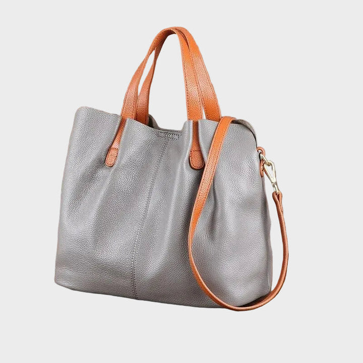 Genuine Leather Handbag with Litchi Grain
