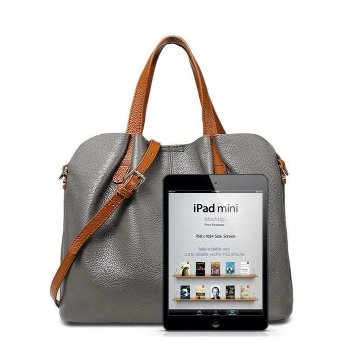Genuine Leather Handbag with Litchi Grain
