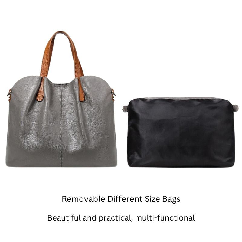 Genuine Leather Handbag with Litchi Grain