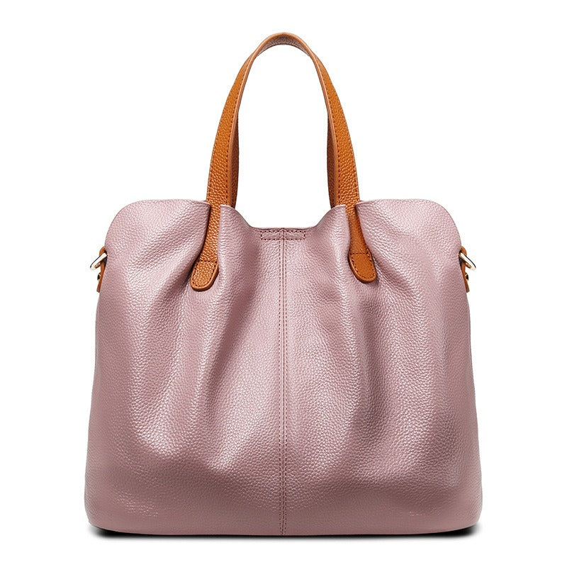 Genuine Leather Handbag with Litchi Grain