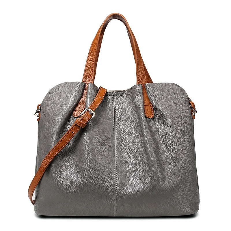 Genuine Leather Handbag with Litchi Grain