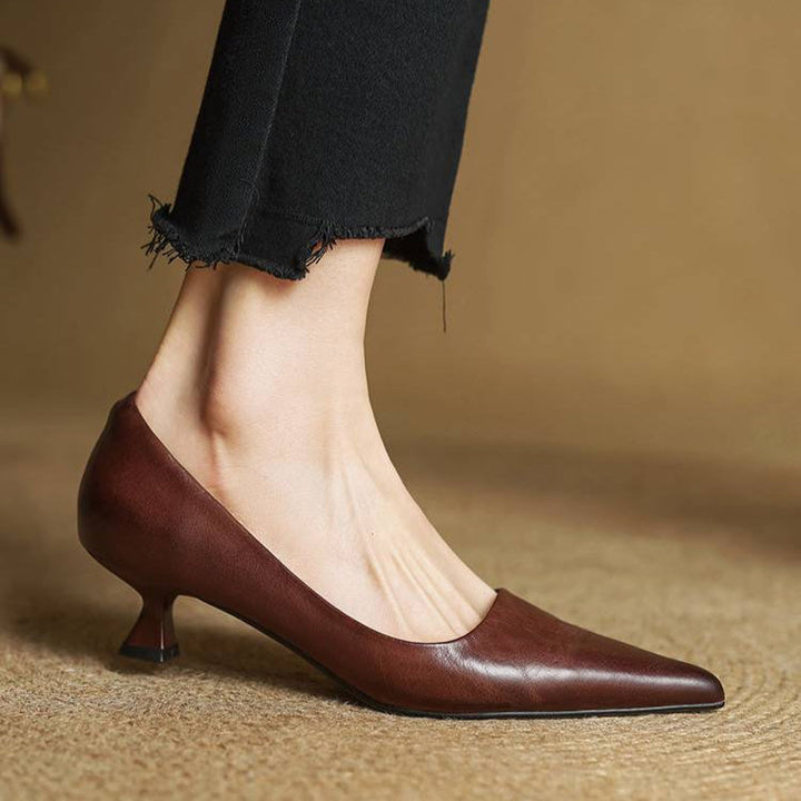 Refined Pointed Toe Leather Pumps