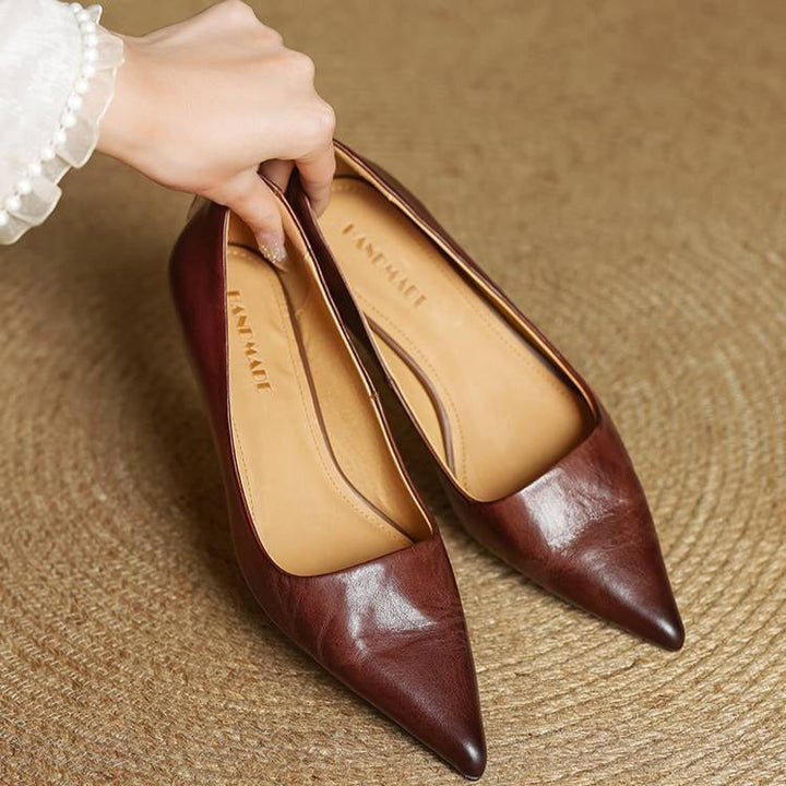 Refined Pointed Toe Leather Pumps