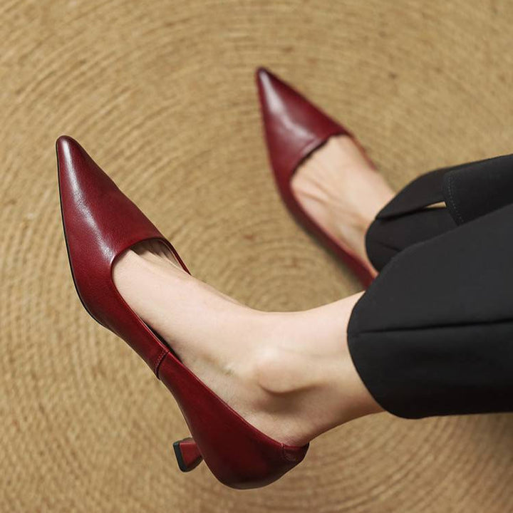 Refined Pointed Toe Leather Pumps
