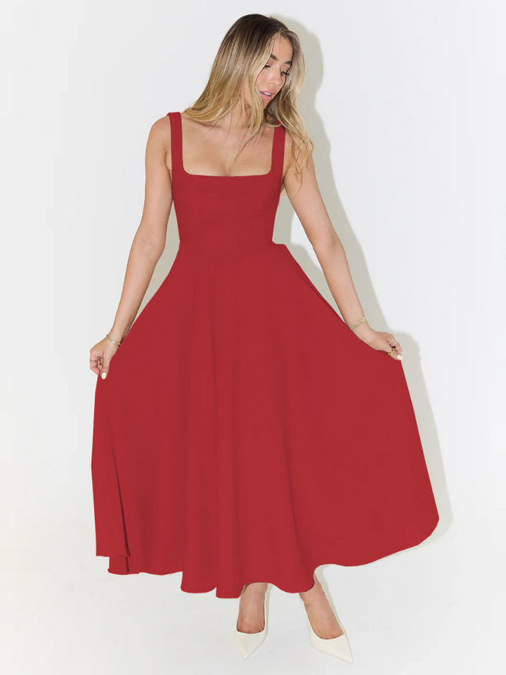 Jane | Elegant Midi Dress with Square Neckline