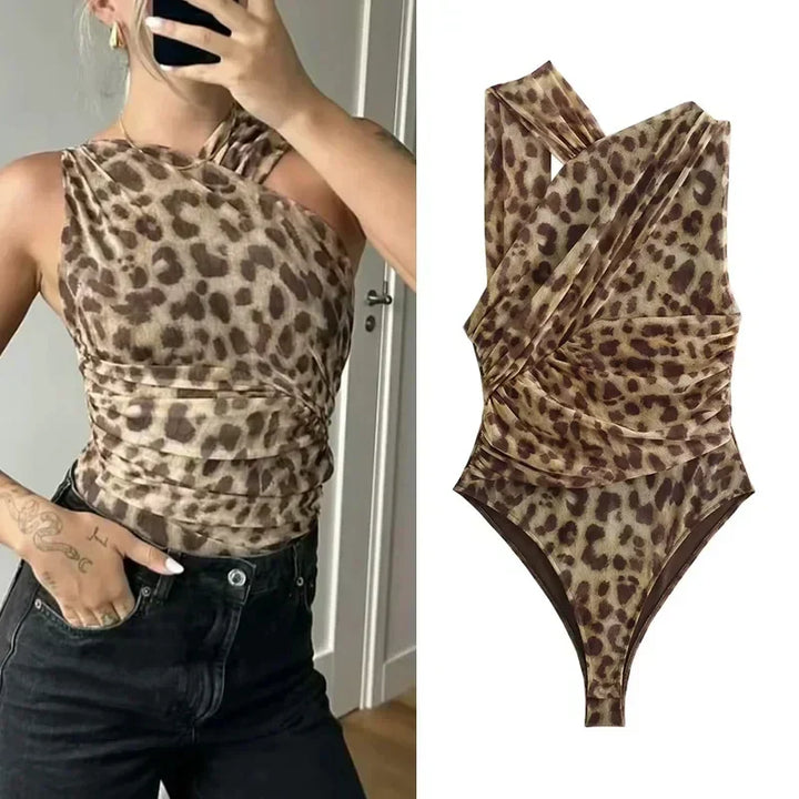 Bold Mesh Leopard Print Bodysuit