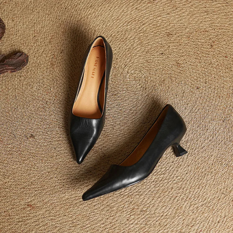 Refined Pointed Toe Leather Pumps