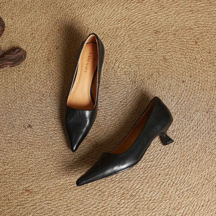Refined Pointed Toe Leather Pumps