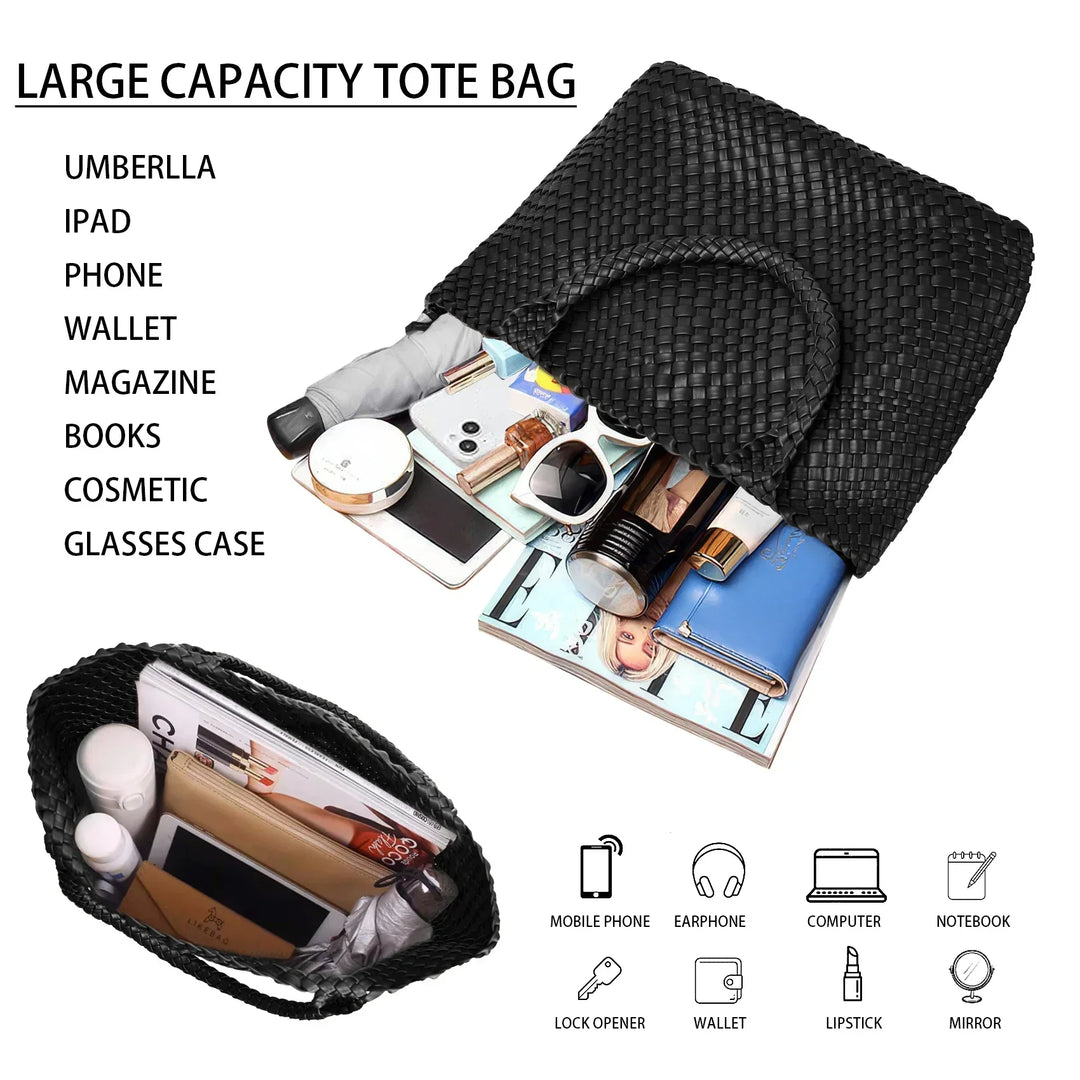 Hand-Woven Leather Tote