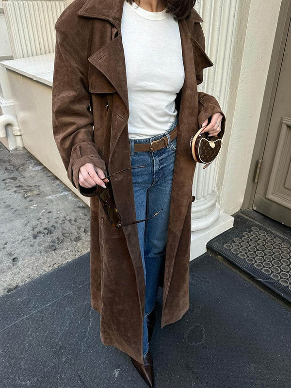 Classic Suede Trench Coat