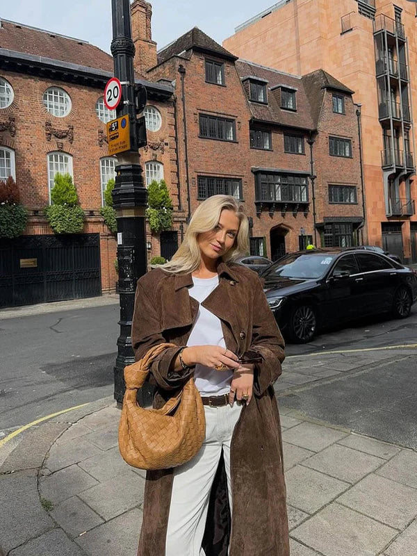 Classic Suede Trench Coat
