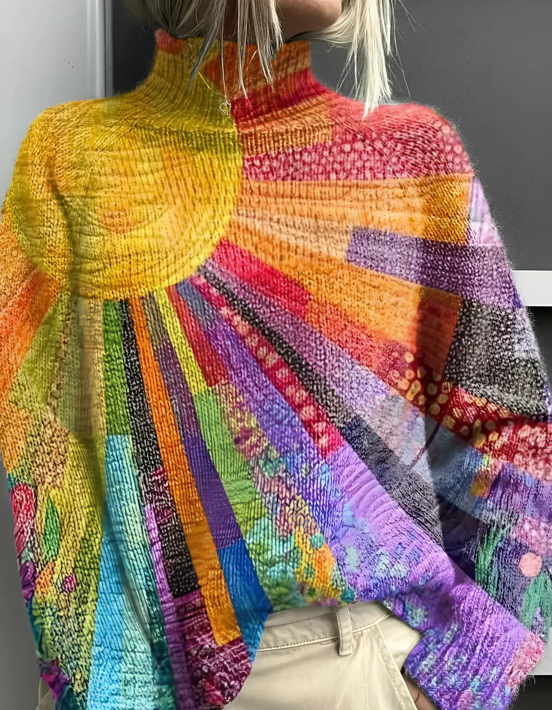 Jane | Cheerful Colorful Turtleneck Sweater