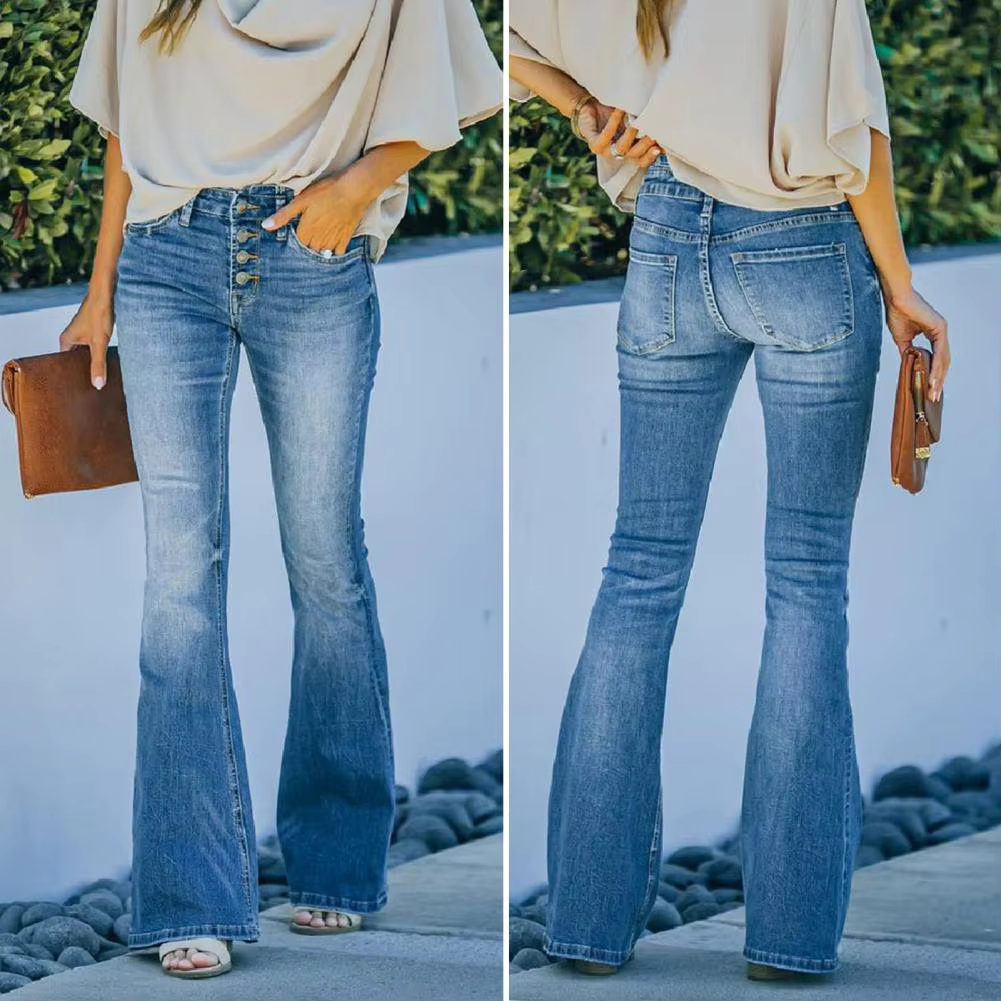 Comfortable High Waist Vintage Flared Jeans