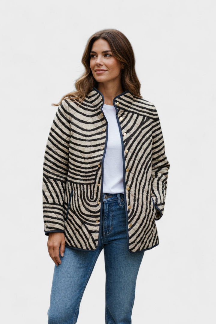 Quilted Jacket in Swirling Stripes