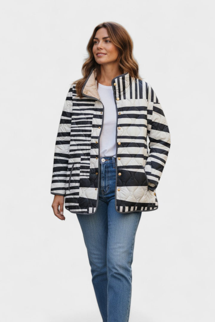 Quilted Jacket in Mixed Stripes