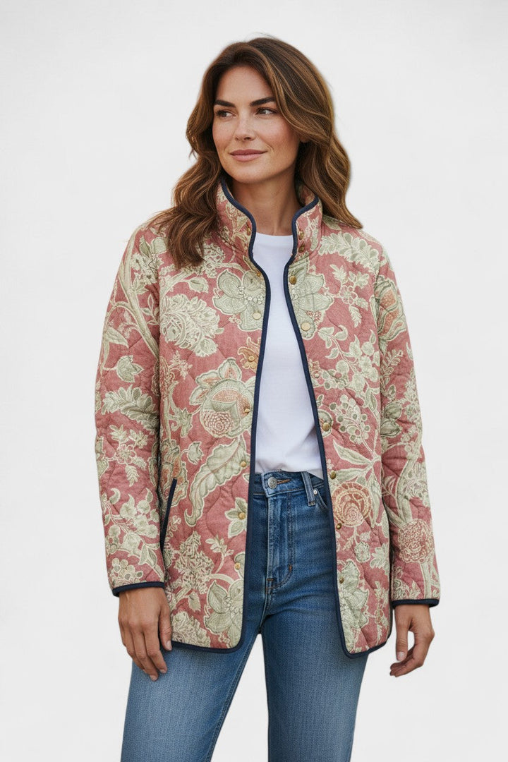 Annika™ | Quilted Jacket with Ornaments in Dusty Rose