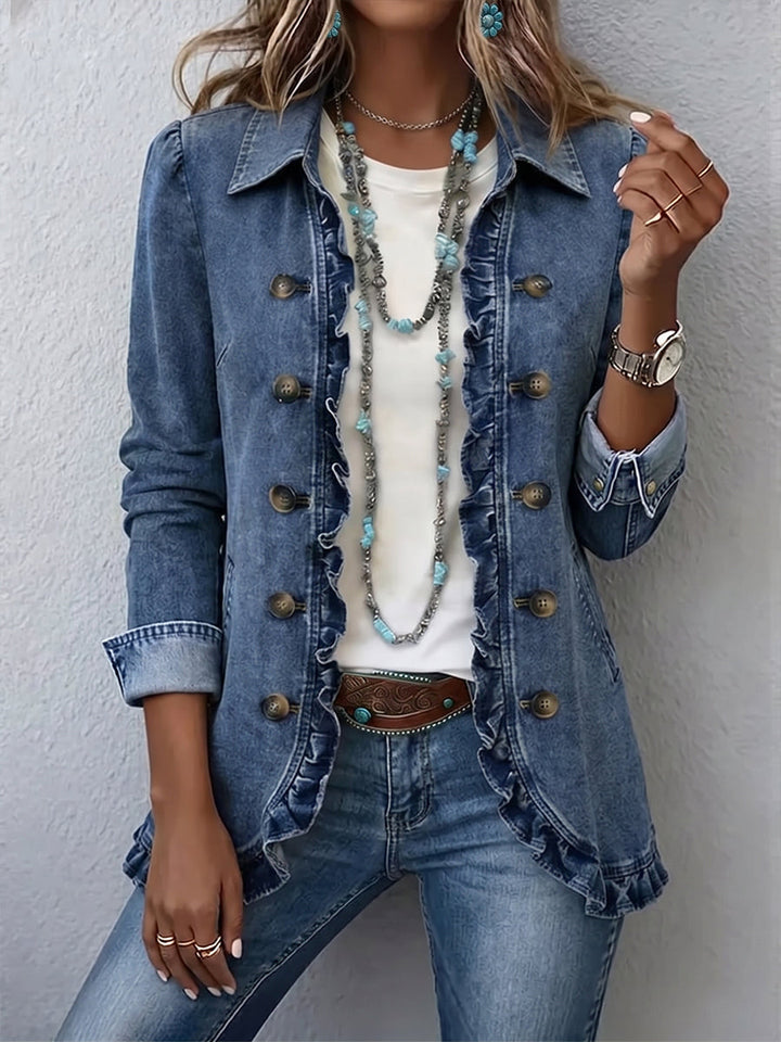 Dagmar™ | Blue Blazer with Ruffles