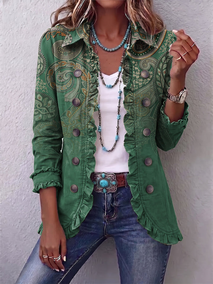 Marion™ | Green Blazer with Paisley