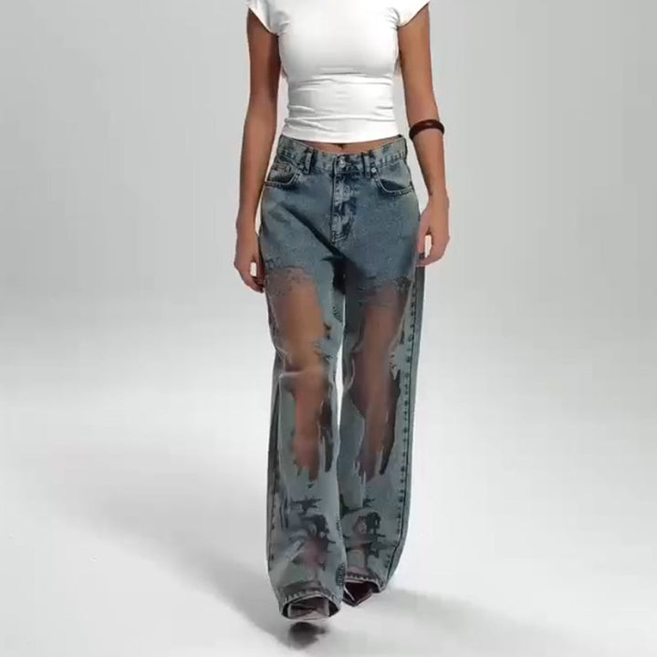 Jane | JEANS MIT VINTAGE MESH PATCHWORK PRINT