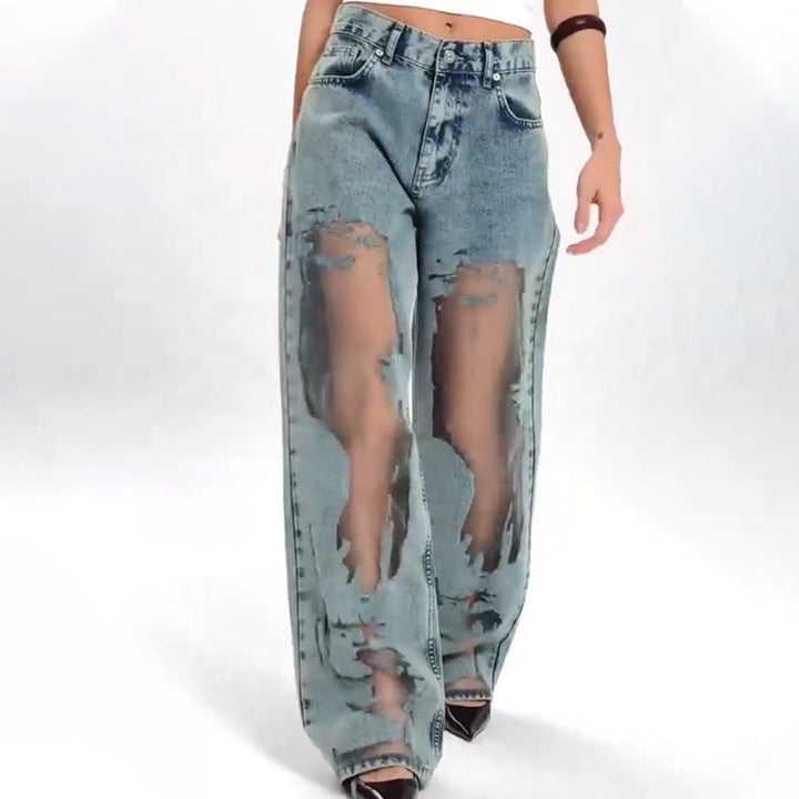 Jane | JEANS MIT VINTAGE MESH PATCHWORK PRINT