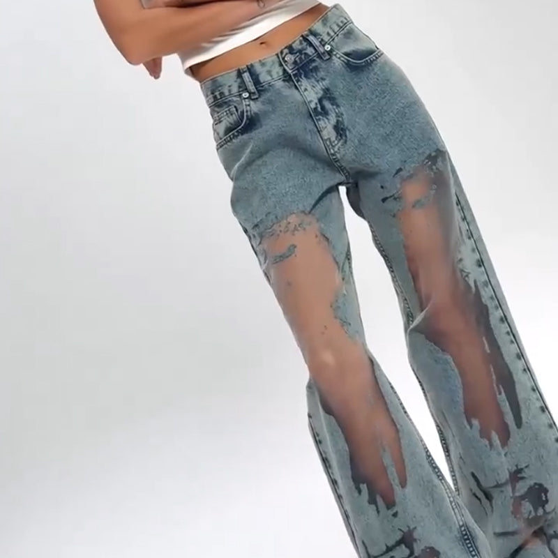 Jane | JEANS MIT VINTAGE MESH PATCHWORK PRINT