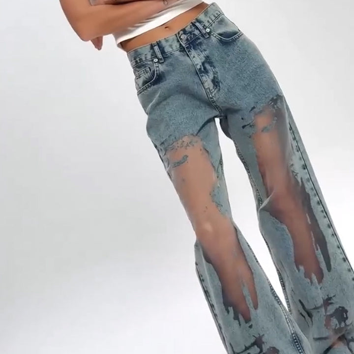 Jane | JEANS MIT VINTAGE MESH PATCHWORK PRINT