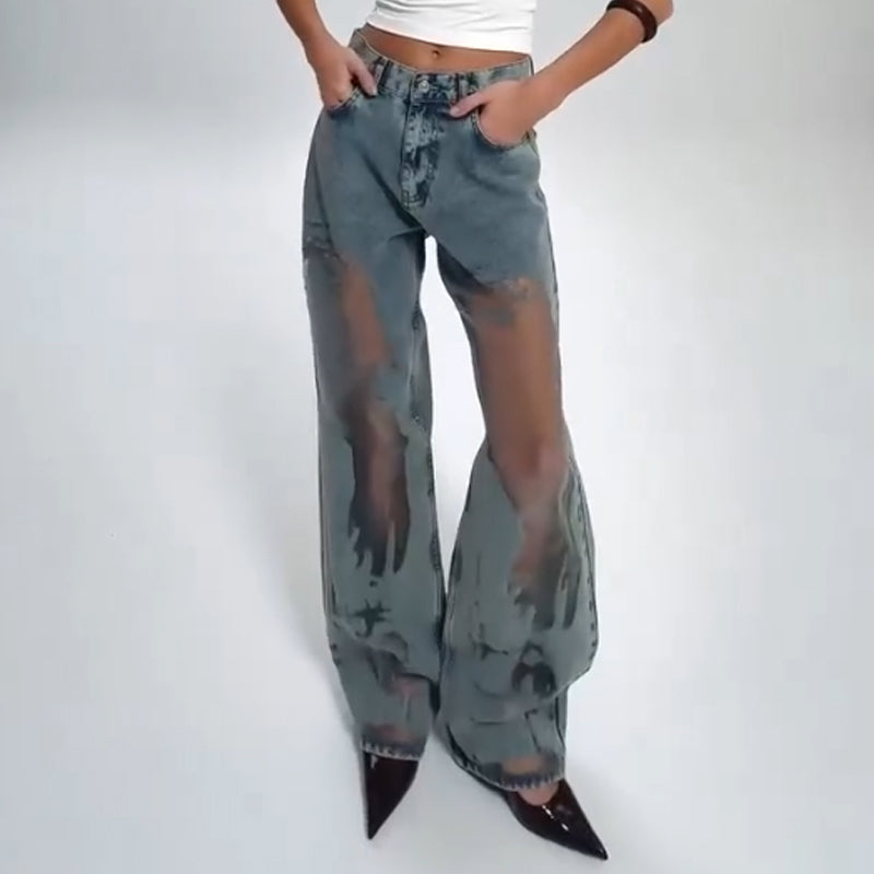 Jane | JEANS MIT VINTAGE MESH PATCHWORK PRINT