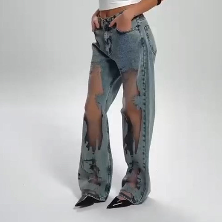 Jane | JEANS MIT VINTAGE MESH PATCHWORK PRINT