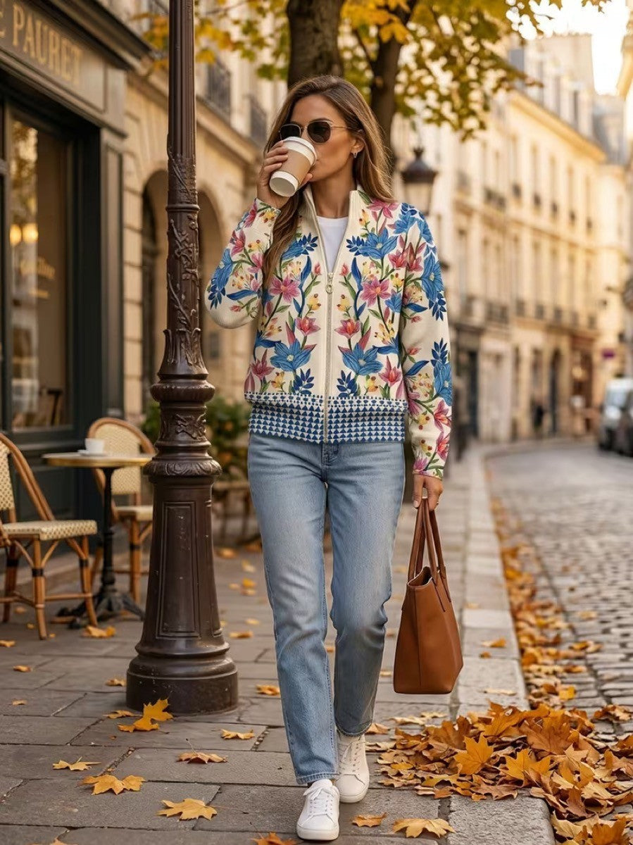 Heike™ | Cardigan with Folk-Art Flowers